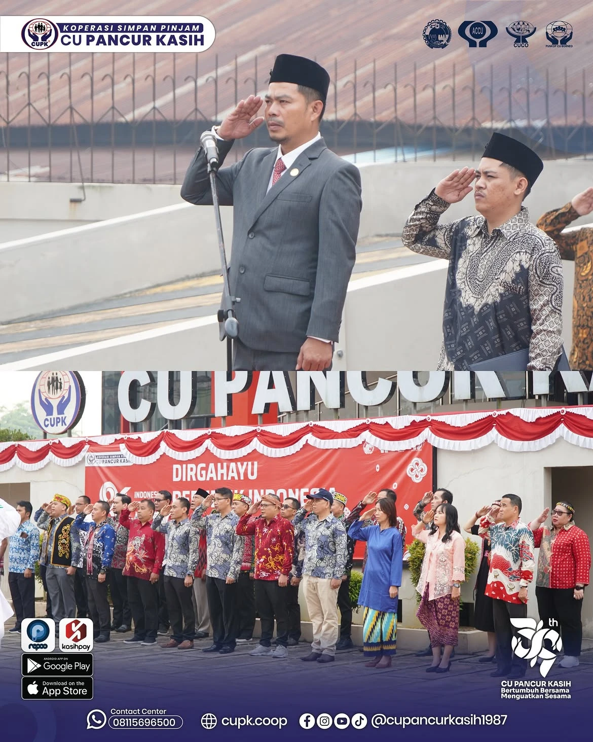 cover CU Pancur Kasih melaksanakan Upacara Peringatan HUT ke-81 Kemerdekaan Republik Indonesia di Kantor Pusat