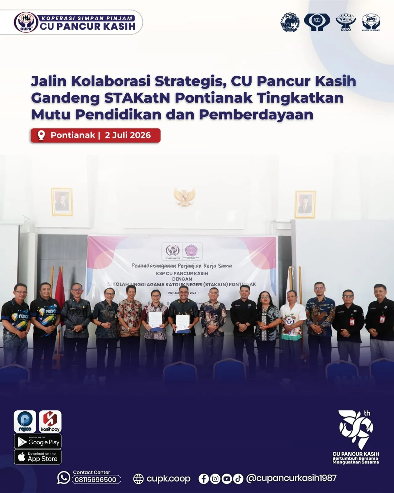 Jalin Kolaborasi Strategis, CU Pancur Kasih Gandeng StakatN Pontianak Tingkatkan Mutu Pendidikan dan Pemberdayaan - KSP Credit Union Pancur Kasih
