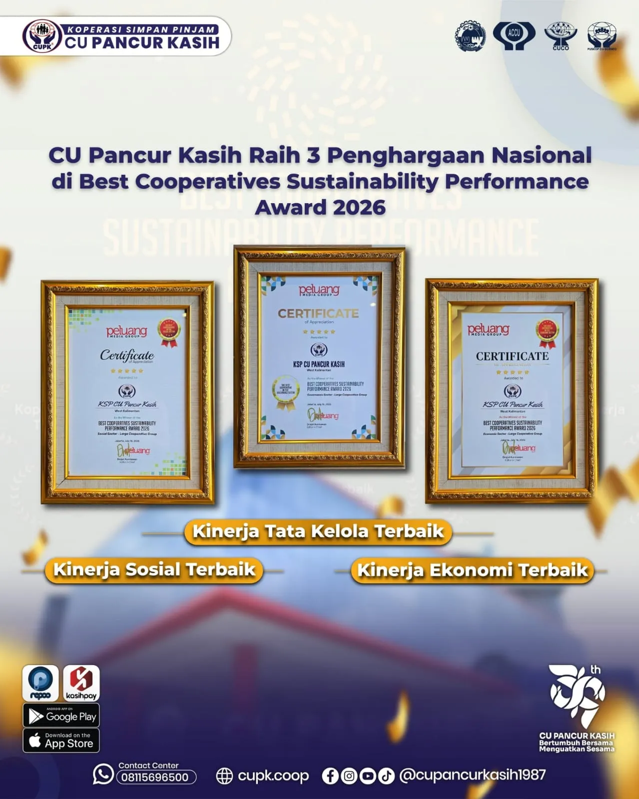 cover CU Pancur Kasih Raih 3 Penghargaan Nasional di Best Cooperatives Sustainability Performance Award 2026